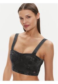 Tommy Jeans Top Bustier Top Ah7185 DW0DW17699 Czarny Slim Fit. Kolor: czarny. Materiał: bawełna #4