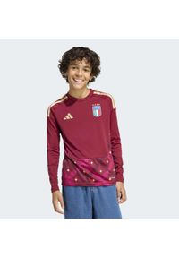 Adidas - Dziecięca bramkarska koszulka podstawowa z długim rękawem Włochy 26. Kolor: czerwony, wielokolorowy, brązowy. Materiał: tkanina. Długość rękawa: długi rękaw. Technologia: ClimaCool (Adidas). Długość: długie. Sport: piłka nożna #1