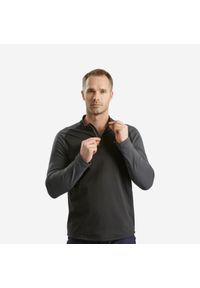 quechua - Koszulka turystyczna męska z długim rękawem Quechua SH100 Warm. Typ kołnierza: kołnierzyk stójkowy. Kolor: czarny. Materiał: materiał, poliamid, poliester, elastan. Długość rękawa: długi rękaw. Długość: długie