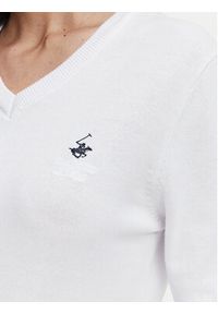 Beverly Hills Polo Club Sweter P-SS26W-M536563 Biały Regular Fit. Typ kołnierza: polo. Kolor: biały. Materiał: bawełna #5