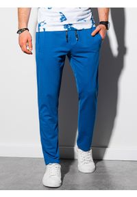 Ombre Clothing - Spodnie męskie dresowe - niebieskie V6 P950 - XL. Kolor: niebieski. Materiał: dresówka. Styl: klasyczny #3