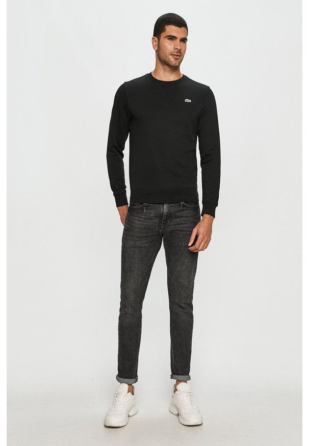Lacoste bluza. Okazja: na co dzień. Kolor: czarny. Wzór: aplikacja. Styl: casual