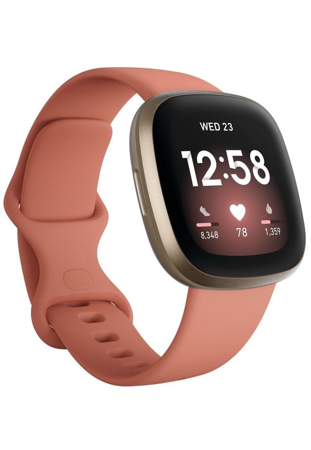 FITBIT - Fitbit Versa 3, Pink Clay/Soft Gold Aluminum. Rodzaj zegarka: smartwatch. Kolor: różowy