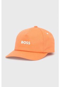 BOSS Orange - Boss Orange czapka bawełniana 50468094 kolor czerwony z aplikacją. Kolor: pomarańczowy. Materiał: bawełna. Wzór: aplikacja