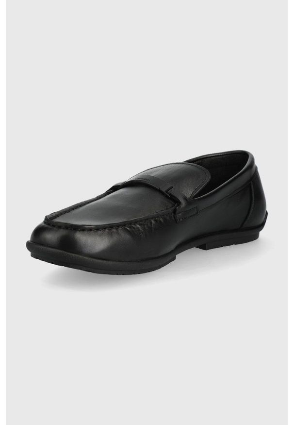 Calvin Klein mokasyny skórzane męskie kolor czarny. Kolor: czarny. Materiał: skóra