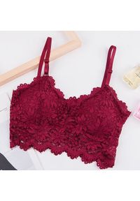 Intica - Braletka koronkowa z delikatnego materiału Mafumi. Kolor: czerwony. Materiał: materiał, koronka. Wzór: koronka #2