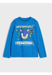 Sinsay - Bawełniana koszulka z nadrukiem Sonic the Hedgehog - niebieski. Kolor: niebieski. Materiał: bawełna. Wzór: nadruk #1