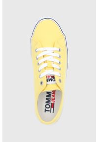 Tommy Jeans tenisówki damskie kolor żółty. Zapięcie: sznurówki. Kolor: żółty. Materiał: poliester, guma