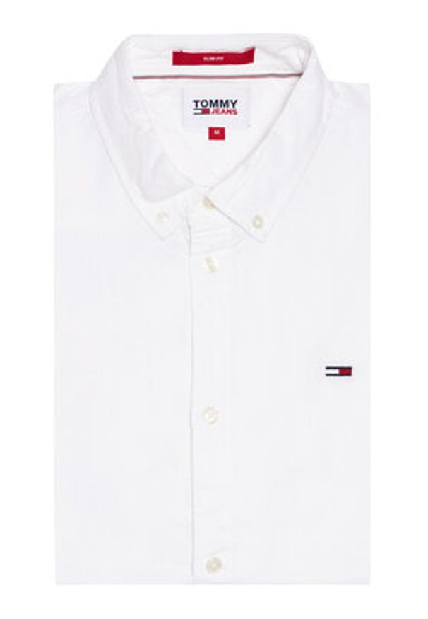 Tommy Jeans Koszula Oxford DM0DM09594 Biały Slim Fit. Kolor: biały. Materiał: bawełna
