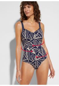 bonprix - Kostium kąpielowy shape, średni stopień modelowania sylwetki. Kolor: niebieski. Wzór: nadruk