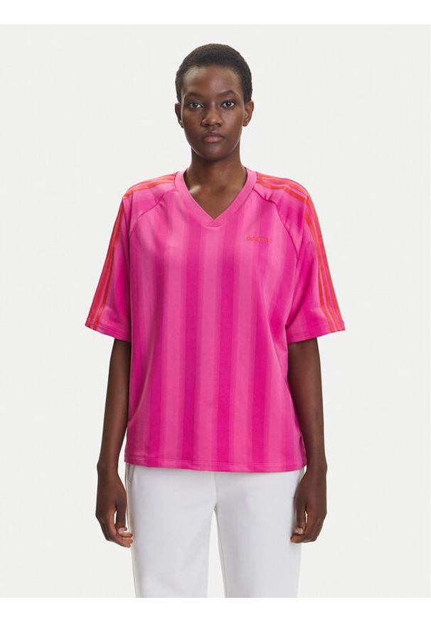 Adidas - adidas T-Shirt Linear JW6021 Różowy Oversize. Kolor: różowy. Materiał: syntetyk