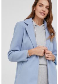 Answear Lab Płaszcz z wełną przejściowy. Okazja: na co dzień. Kolor: niebieski. Materiał: wełna. Wzór: gładki. Styl: wakacyjny #4