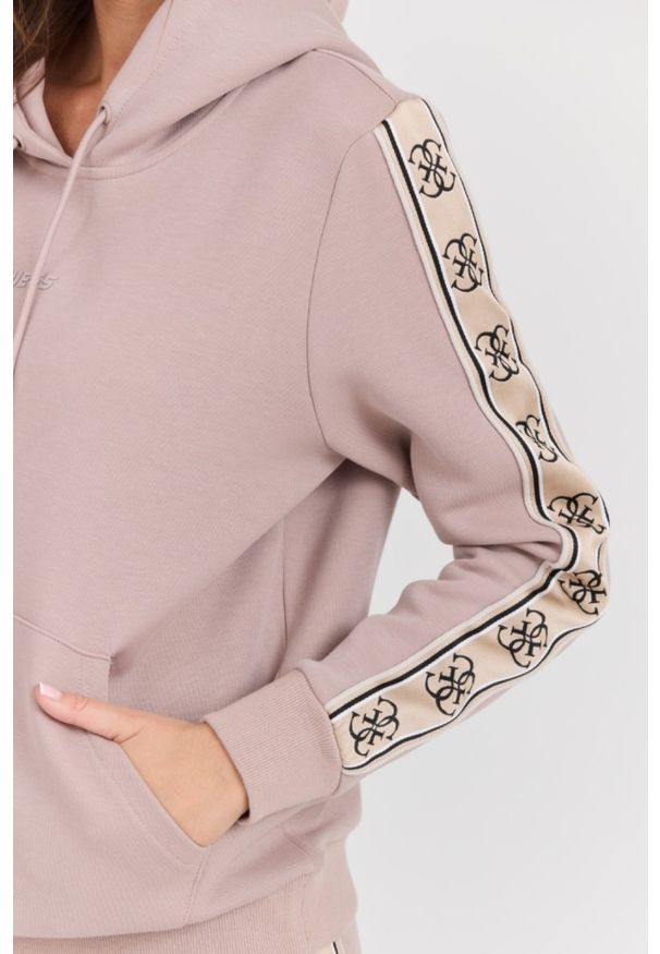Guess - GUESS Damska bluza w kolorze taupe Carla Hooded. Kolor: beżowy. Materiał: bawełna, poliester, materiał. Styl: elegancki