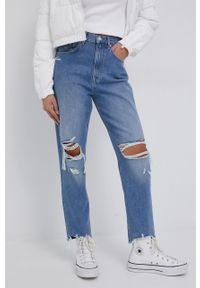 Tommy Jeans jeansy BF8034 damskie high waist. Stan: podwyższony. Kolor: niebieski