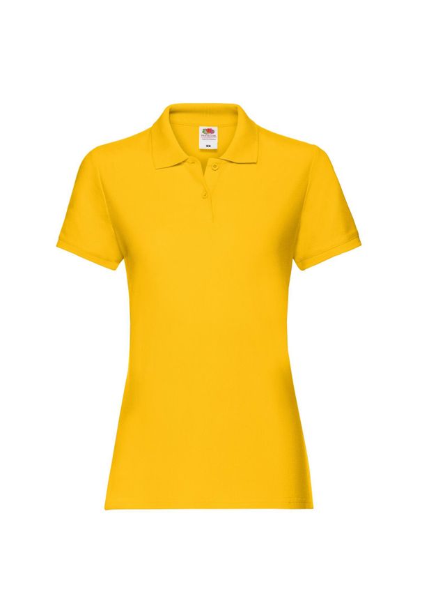 FRUIT OF THE LOOM - Damska Koszulka Polo Premium Plain. Typ kołnierza: polo. Kolor: żółty, pomarańczowy, wielokolorowy