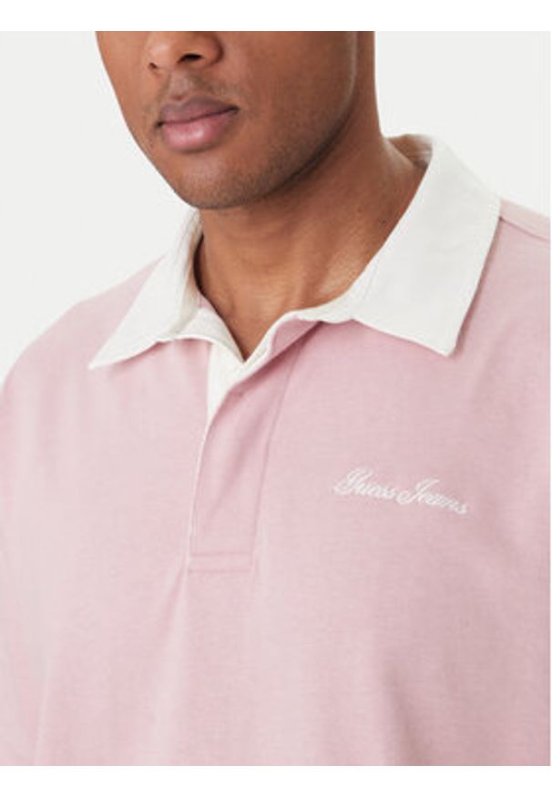 Guess Jeans Polo M6GP13 KCYM1 Różowy Oversize. Typ kołnierza: polo. Kolor: różowy. Materiał: bawełna