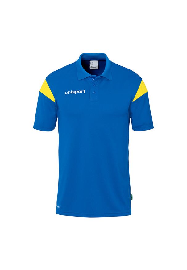 UHLSPORT - Koszulka polo dla dzieci Uhlsport Squad 27. Typ kołnierza: polo. Kolor: niebieski, żółty, wielokolorowy. Wzór: napisy