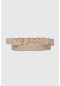 Guess - GUESS Beżowy pasek damski Mimina H20. Kolor: beżowy