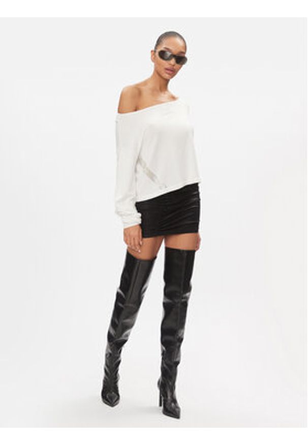Liu Jo Sport Sweter TA4159 MS49I Écru Cropped Fit. Materiał: wiskoza. Styl: sportowy