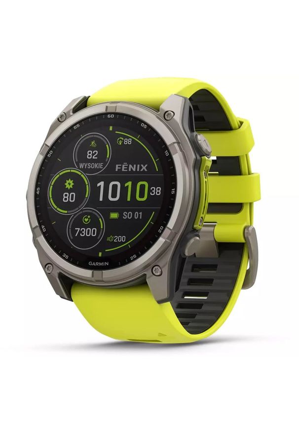 GARMIN - Zegarek sportowy Garmin Fenix 8 Solar Sapphire Żółty (010-02907-21). Kolor: żółty. Styl: sportowy