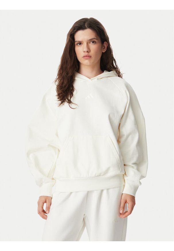 Adidas - adidas Bluza Kit Small Logo Hoodie KV9792 Kremowy Regular Fit. Kolor: kremowy. Materiał: bawełna