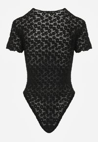 Born2be - Czarne Dopasowane Body Koronkowe z Krótkim Rękawem Mirarina. Okazja: na co dzień. Kolor: czarny. Materiał: koronka. Długość rękawa: krótki rękaw. Długość: krótkie. Wzór: koronka. Styl: elegancki, klasyczny, casual #5