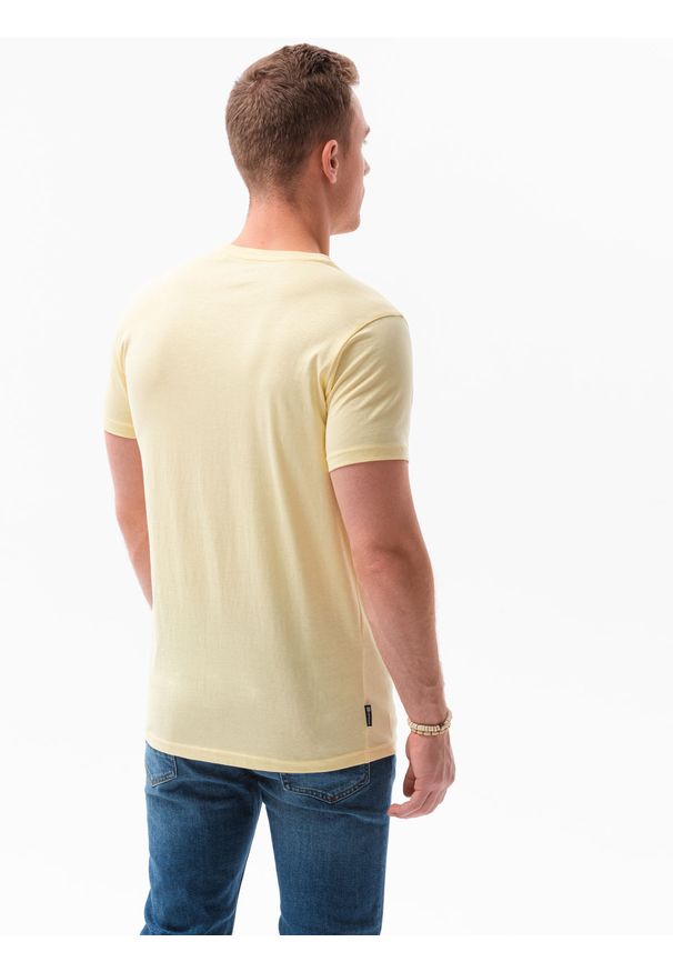 Ombre Clothing - T-shirt męski z nadrukiem S1434 V-8B - żółty - XXL. Kolor: żółty. Materiał: bawełna. Wzór: nadruk. Styl: klasyczny