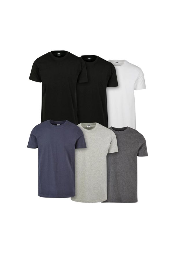 Urban Classics - T-shirt Męski Basic 6pak. Kolor: wielokolorowy, brązowy, szary, zielony, niebieski