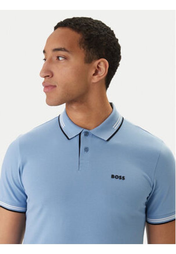 BOSS Polo Paul 50506193 Błękitny Slim Fit. Typ kołnierza: polo. Kolor: niebieski. Materiał: bawełna