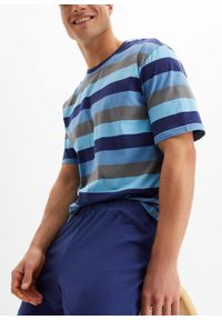 bonprix - Piżama z krótkimi spodniami (2 części). Kolor: niebieski. Długość: krótkie. Wzór: paski #2