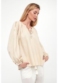 Twinset U&B - Bluzka damska lniana TWINSET U&B. Materiał: len