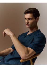 Reserved - Lniana koszula regular fit - ciemny turkus. Materiał: len #1