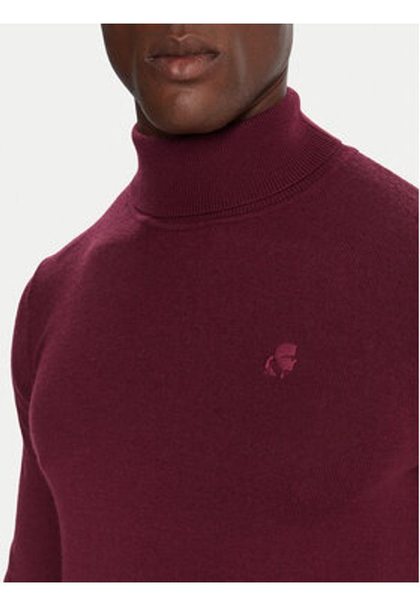 Karl Lagerfeld - KARL LAGERFELD Golf 655058 554399 Bordowy Regular Fit. Typ kołnierza: golf. Kolor: czerwony. Materiał: wełna