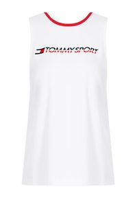 Tommy Sport Top Open Back S10S100271 Biały Regular Fit. Kolor: biały. Materiał: syntetyk. Styl: sportowy