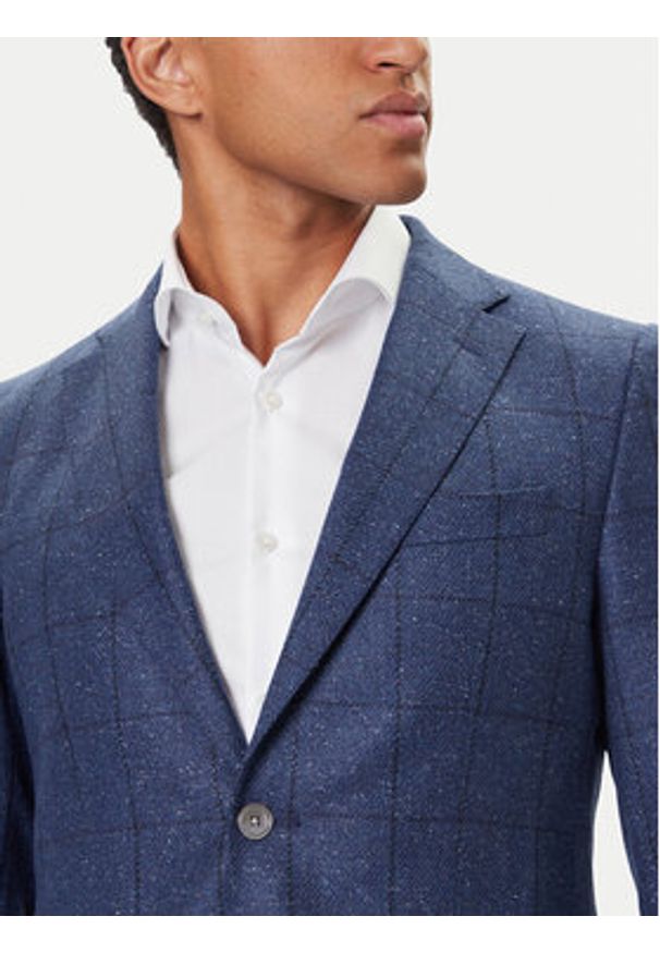 BOSS Marynarka H-Hutson 50551581 Niebieski Regular Fit. Kolor: niebieski. Materiał: wełna