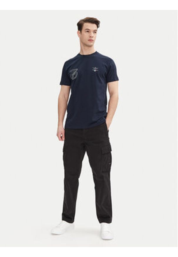 Aeronautica Militare T-Shirt 251TS2380J674 Granatowy Regular Fit. Kolor: niebieski. Materiał: bawełna