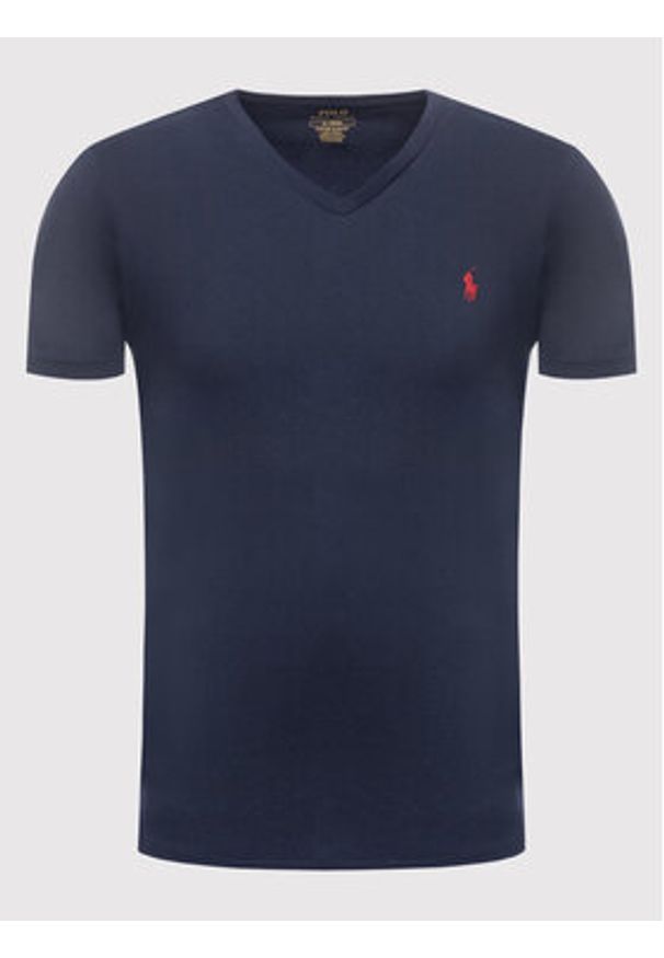 Polo Ralph Lauren T-Shirt 710671453091 Granatowy Custom Slim Fit. Typ kołnierza: polo. Kolor: niebieski. Materiał: bawełna