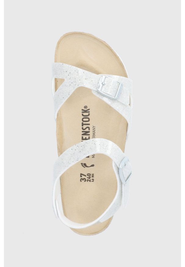 Birkenstock sandały dziecięce Rio kolor srebrny. Zapięcie: klamry. Kolor: srebrny. Materiał: materiał