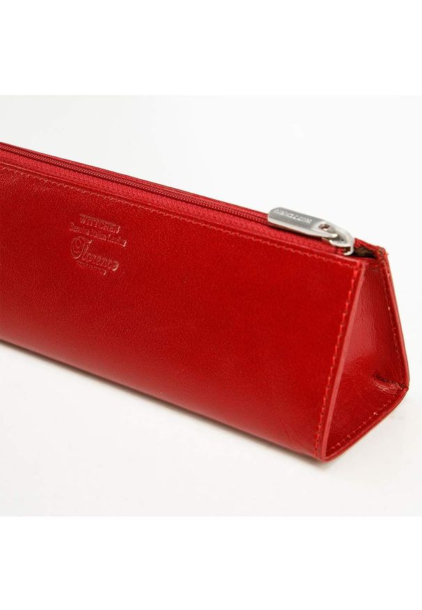 Wittchen - Etui na długopisy skórzane trójkątne. Kolor: czerwony. Materiał: skóra