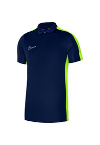 Koszulka sportowa męska Nike Drifit Academy. Typ kołnierza: polo. Kolor: niebieski, żółty, wielokolorowy. Materiał: poliester. Sport: piłka nożna