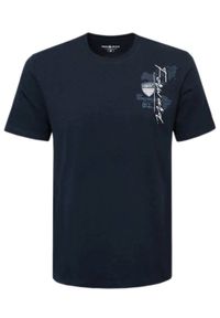 Męski T-Shirt - Pako Jeans - Granatowa z Niewielkim Nadrukiem. Okazja: na co dzień. Kolor: niebieski. Materiał: bawełna. Wzór: nadruk. Styl: casual