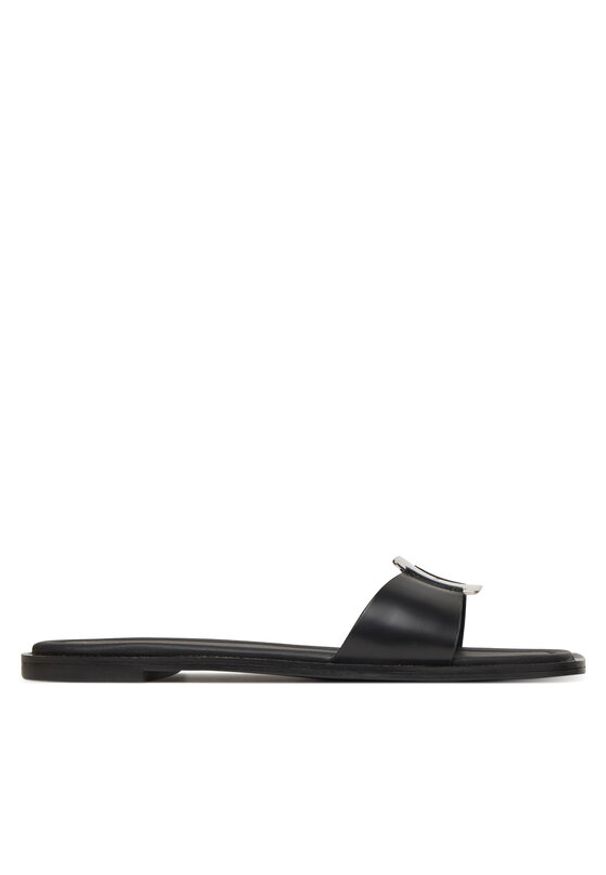 Calvin Klein Klapki Flat Slide W/Ck Hw Big - Lth HW0HW02482 Czarny. Kolor: czarny. Materiał: skóra