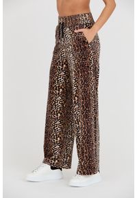 Juicy Couture - JUICY COUTURE Spodnie dresowe Bexley Leopard Velour Track Pants. Kolor: brązowy. Materiał: dresówka #4