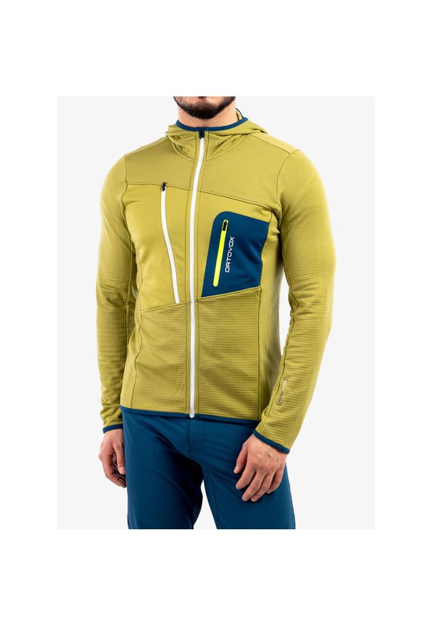 ORTOVOX - Bluza trekkingowa męska Ortovox Fleece Grid Hoody. Kolor: żółty