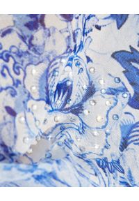 Camilla - CAMILLA - Marszczona bluzka z jedwabiu High Tea. Typ kołnierza: dekolt kwadratowy. Kolor: niebieski. Materiał: jedwab. Wzór: kwiaty. Styl: elegancki #3