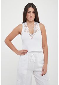 Twinset Milano - Top damski z koronką TWINSET. Materiał: koronka. Wzór: koronka #1