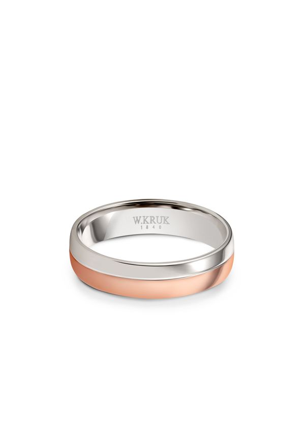 W.KRUK - Obrączka ślubna złota Pink męska. Materiał: złote. Kolor: złoty. Wzór: gładki, aplikacja