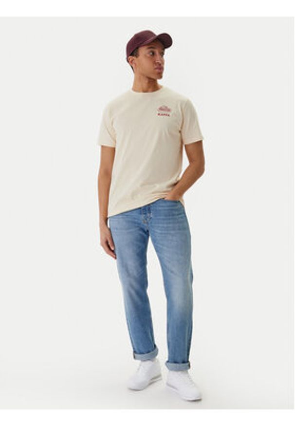 Kappa T-Shirt 37276IW Beżowy Regular Fit. Kolor: beżowy. Materiał: bawełna