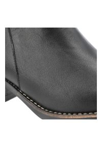 Czarne Kowbojki Hee Skórzane Buty Damskie. Okazja: na co dzień. Kolor: czarny. Materiał: skóra. Wzór: gładki. Sezon: zima, jesień. Obcas: na obcasie. Styl: casual, elegancki. Wysokość obcasa: niski #3