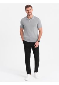 Ombre Clothing - Spodnie męskie o klasycznym kroju w delikatną kratę - czarne V5 - Rozmiar: XL. Kolor: czarny. Materiał: wiskoza, poliester, materiał. Styl: klasyczny #3